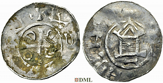 Денарий, Германия, Саксония, Нижняя Саксония , Otto III (983-1002), м.д. Goslar, type OAP