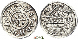 Денарий, Германия, Бавария, Heinrich II (1002-1024), м.д. Salzburg, монетарий WΛ, Hahn 1976, 89b2