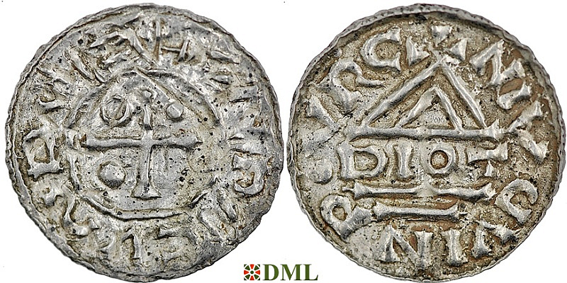 Денарий, Германия, Бавария, Heinrich II (985-995), м.д. Neuburg, монетарий DIOT, Hahn 1976, 82a2
