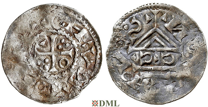 Денарий, Германия, Бавария, Kg. Heinrich II (1002-1014), м.д. Regensburg, монетарий •C•C, Hahn 1976, 27b
