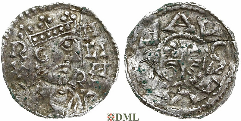 Денарий, Германия, Швабия, Heinrich II (1002-1024), м.д. Augsburg, Hahn 1976, 145.55