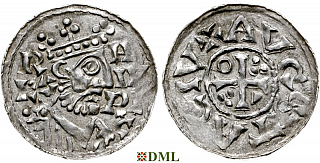 Денарий, Германия, Швабия, Heinrich II (1002-1024), м.д. Augsburg, Hahn 1976, 145.14
