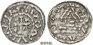 Денарий, Германия, Бавария, Heinrich II (985-995), м.д. Cham, монетарий ROZ, Hahn 1976, 78a2