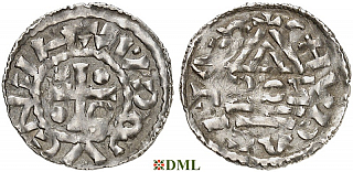 Денарий, Германия, Бавария, Heinrich II (985-995), м.д. Cham, монетарий ROZ, Hahn 1976, 78a2