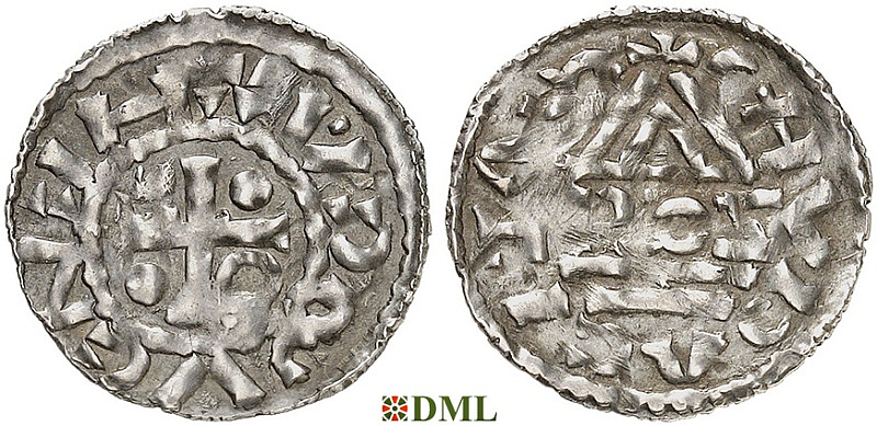 Денарий, Германия, Бавария, Heinrich II (985-995), м.д. Cham, монетарий ROZ, Hahn 1976, 78a2