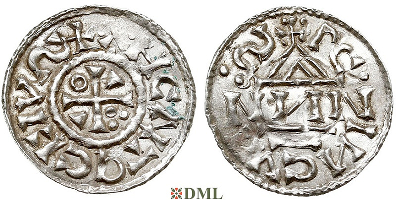 Денарий, Германия, Бавария, Heinrich II (1002-1014), м.д. Regensburg, монетарий ?, Hahn 1976, 27j3