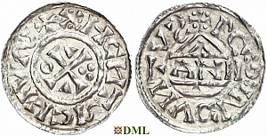 Денарий, Германия, Бавария, Heinrich II (1002-1024), м.д. Regensburg, монетарий ANNO, Hahn 1976, 27a3