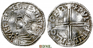 Денарий, Англия, Æthelred II (978-1016), м.д. Wareham, монетарий Wulfric, North 774