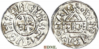 Денарий, Германия, Бавария, Heinrich II (1002-1024), м.д. Nabburg, монетарий ECIC, Hahn 1976, 74b1