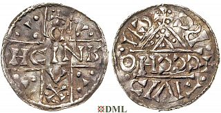 Денарий, Германия, Бавария, Heinrich V (1018-1026), м.д. Regensburg, монетарий CCCHO, Hahn 1976, 31d8