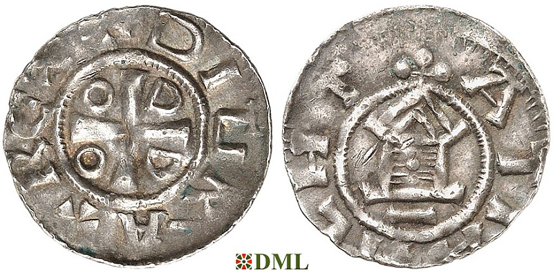 Денарий, Германия, Саксония, Otto III (983-1002), м.д. Goslar, type OAP