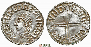 Денарий, Англия, Æthelred II (978-1016), м.д. London, монетарий Sibwine , North 774