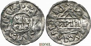 Денарий, Германия, Бавария, Heinrich IV (995-1002), м.д. Regensburg, монетарий EИC, Hahn 1976, 25c6.2.