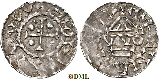Денарий, Германия, Бавария, Heinrich I (948-955), м.д. Regensburg, монетарий •VVO, Hahn 1976, 10m5