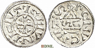 Денарий, Германия, Бавария, Heinrich II (1002-1024), м.д. Regensburg, монетарий SC, Hahn 1976, 27h4