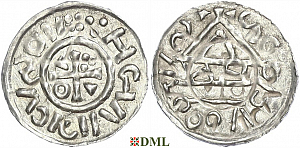 Денарий, Германия, Бавария, Heinrich II (1002-1024), м.д. Salzburg, монетарий WΛ, Hahn 1976, 89b2