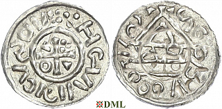 Денарий, Германия, Бавария, Heinrich II (1002-1024), м.д. Salzburg, монетарий WΛ, Hahn 1976, 89b2