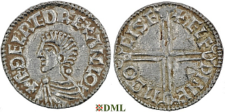 Денарий, Англия, Æthelred II (978-1016), м.д. Chichester, монетарий Ælfwine, North 774