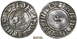 Денарий, Англия, Æthelred II (978-1016), м.д. London, монетарий Ælfwig, North 777