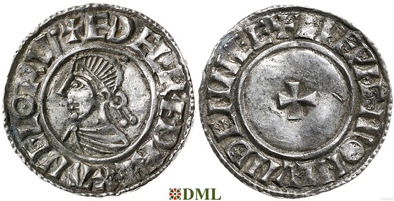 Денарий, Англия, Æthelred II (978-1016), м.д. London, монетарий Ælfwig, North 777