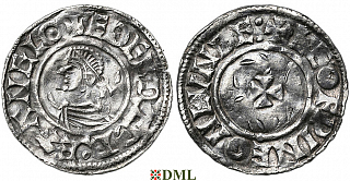 Денарий, Англия, Æthelred II (978-1016), м.д. London, монетарий Leofpine, North 777