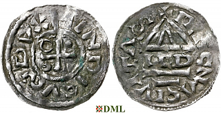 Денарий, Германия, Бавария, Heinrich II (955-995), м.д. Regensburg, монетарий •ILD, Hahn 1976, 22e2