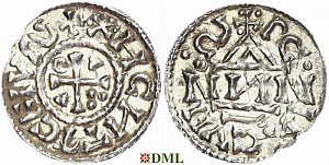 Денарий, Германия, Бавария, Heinrich II (1002-1024), м.д. Regensburg, монетарий NИN, Hahn 1976, 27j3