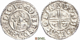 Денарий, Англия, Æthelred II (978-1016), м.д. Winchester, монетарий Byrhsige, North 770