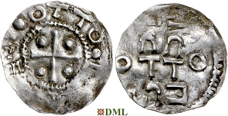 Денарий, Германия, Швабия, Otto I - Otto III (973-1002), м.д. Esslingen, Dbg. 1271