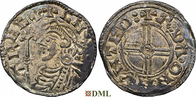 Денарий, Англия, Cnut  (1016-1035), м.д. Huntingdon, монетарий Ada, North 790