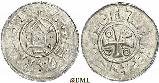 Денарий, Германия, Саксония, Otto III (983-1002), м.д. Goslar, type OAP