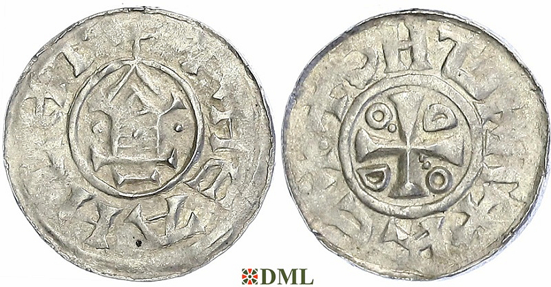 Денарий, Германия, Саксония, Otto III (983-1002), м.д. Goslar, type OAP