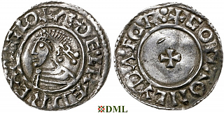 Денарий, Англия, Æthelred II (978-1016), м.д. Lydford, монетарий Goda, North 777