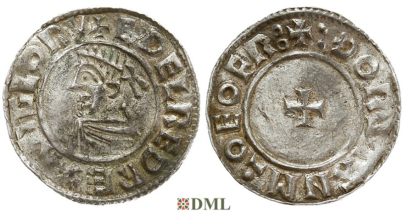 Денарий, Англия, Æthelred II (978-1016), м.д. York, монетарий Thorstan, North 777