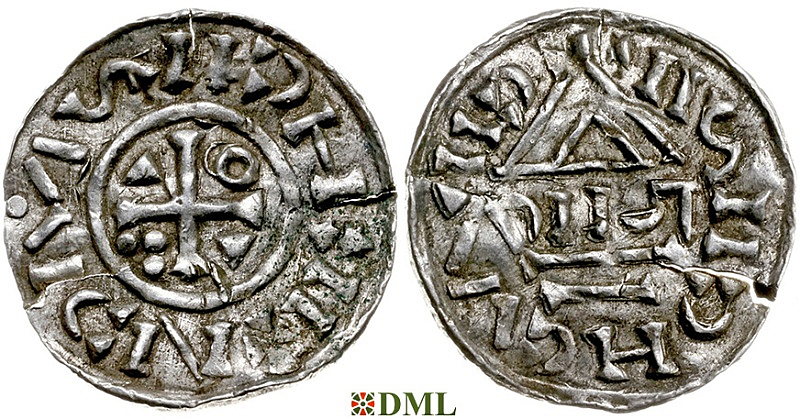 Денарий, Германия, Бавария, Heinrich II (1002-1024), м.д. Neuburg, монетарий DIIUT, Hahn 1976, 85a1
