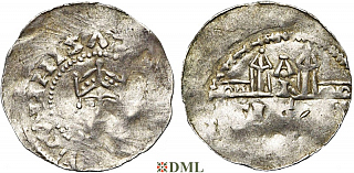 Денарий, Германия, Швабия, Heinrich II (1002-1024), м.д. Strassburg, Dbg. 920