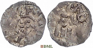 Денарий, Германия, Нижняя Лотарингия, Heinrich II (1002-1024), м.д. Koln, Dbg. 350