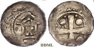 Денарий, Германия, Франкония, Otto III (983–1002), м.д. Mainz, Dbg. 778/779