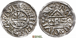 Денарий, Германия, Бавария, Heinrich II (1002-1024), м.д. Regensburg, монетарий ANZO, Hahn 1976, 27a2.1