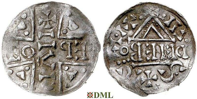 Денарий, Германия, Бавария, Heinrich V (1018-1023), м.д. Salzburg, монетарий DENEB, Hahn 1976, 100a1