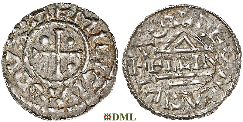 Денарий, Германия, Бавария, Heinrich I (948-955), м.д. Regensburg, монетарий ELLIN, Hahn 1976, 10d1