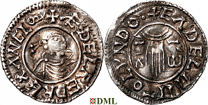 Денарий, Англия, Æthelred II (978-1016), м.д. London, монетарий Eadelm, North 766