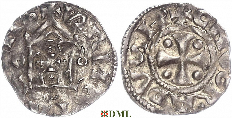 Денарий, Германия, Нижняя Лотарингия, Konrad II (1027-1039), Hermann II (1036-1056), м.д. Koln, Dbg. 386