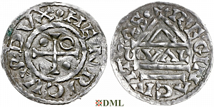 Денарий, Германия, Бавария, Heinrich II (955-995), м.д. Regensburg, монетарий GVɅL, Hahn 1976, 22d1.1