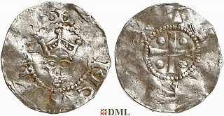 Денарий, Германия, Нижняя Лотарингия, Heinrich II (1002-1024), м.д. Tiel, Ilisch 2000, 3.3