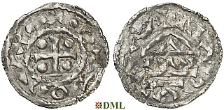Денарий, Германия, Бавария, Otto I (973-982) м.д. Nabburg, монетарий WI, Hahn 1976, 70d1