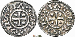 Денарий, Каролинги, Charles le Gros, empereur (881-887), м.д. Nevers