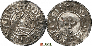 Денарий, Англия, Æthelred II (978-1016), м.д. Chester, монетарий Alcsige, North 777