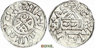 Денарий, Германия, Бавария, Heinrich II (1002-1024), м.д. Regensburg, монетарий SICCI, Hahn 1976, 27h1
