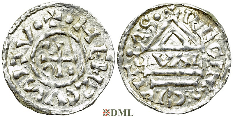Денарий, Германия, Бавария, Hg. Heinrich II (985-995), м.д. Regensburg, монетарий GVAL, Hahn 1976, 22d1